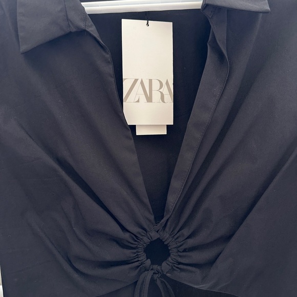 V neck collared cropped blouse - Picture 3 of 5